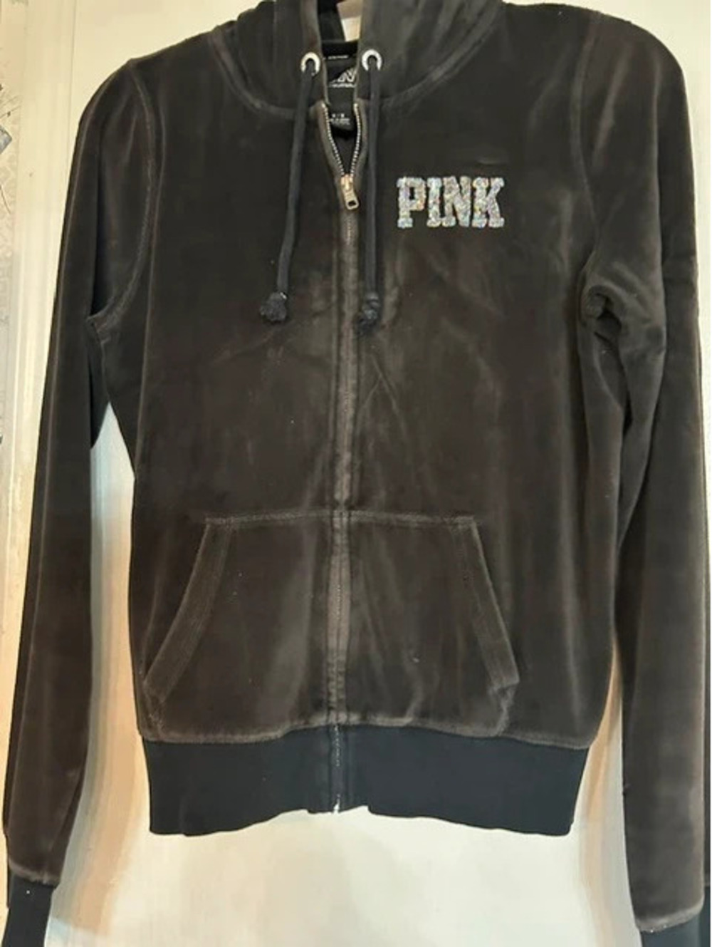 Victorias Secret Charcoal Velour Hoodie